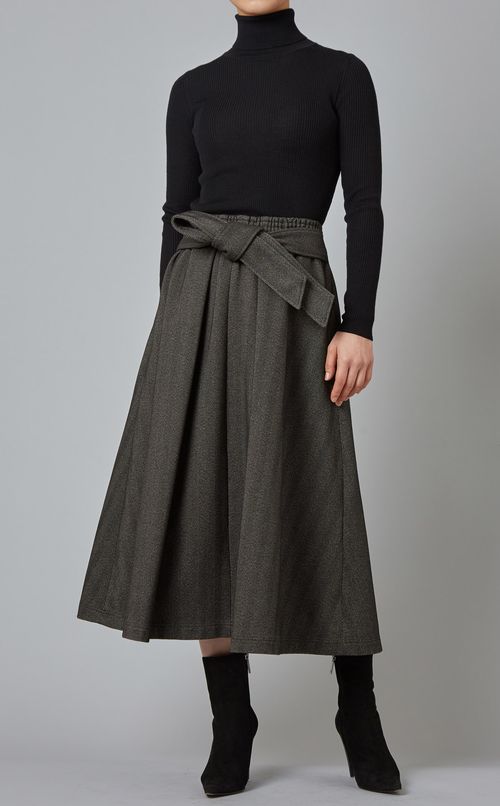 リボン付ツイードフレアスカート