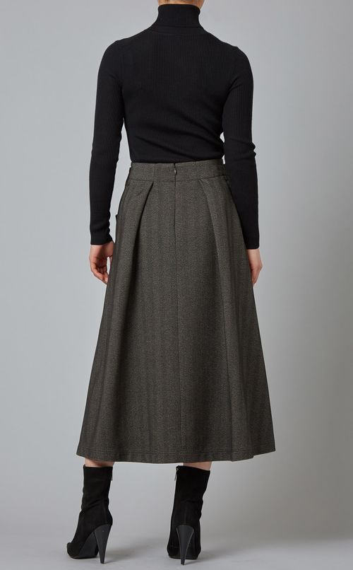 リボン付ツイードフレアスカート