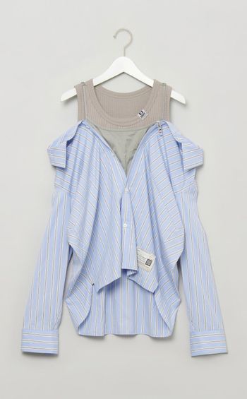 レイヤードストライプシャツトップス