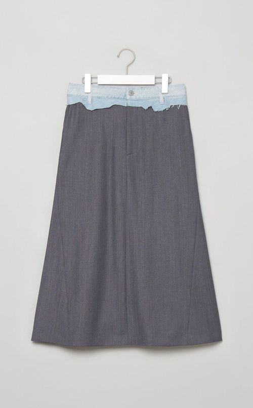 デニム切替ミディスカート