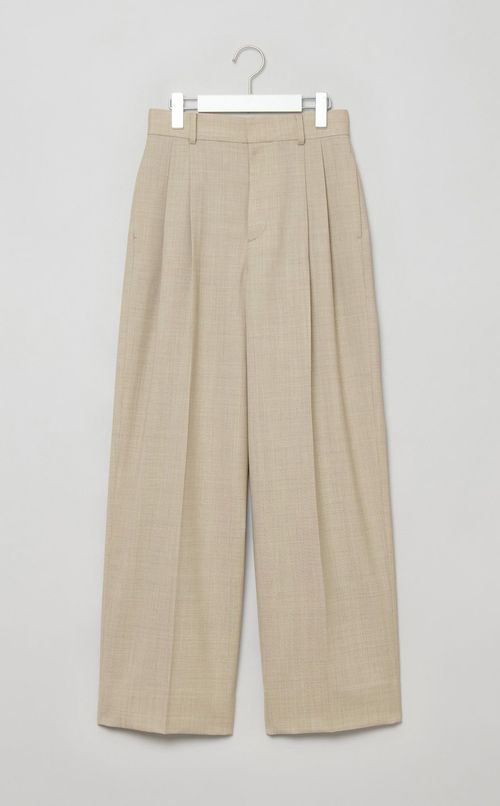 ストライプダブルタックテーパードパンツ