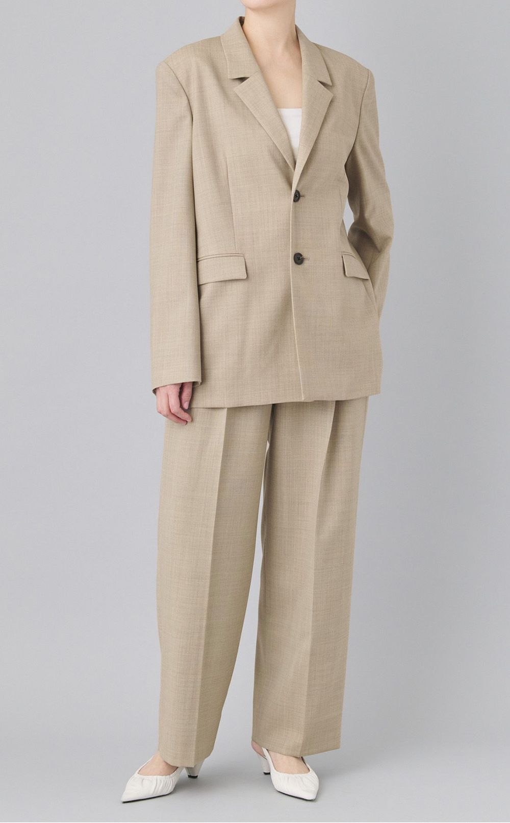 ストライプダブルタックテーパードパンツ