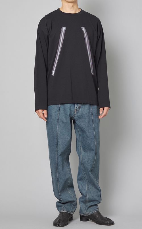 ジッププリントロングスリーブTシャツ