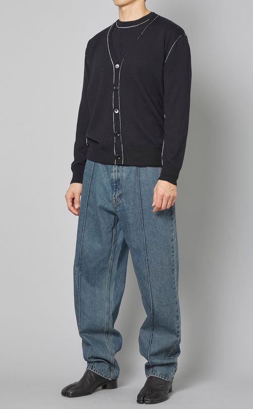 パイピングクルーネックニット