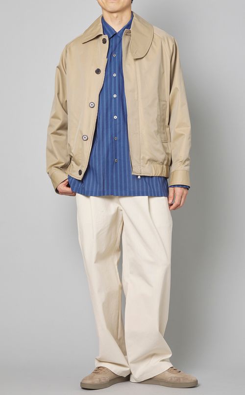 コットンローンストライプオープンシャツ