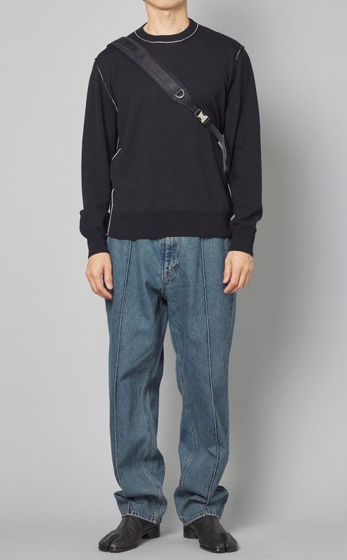 パイピングクルーネックニット