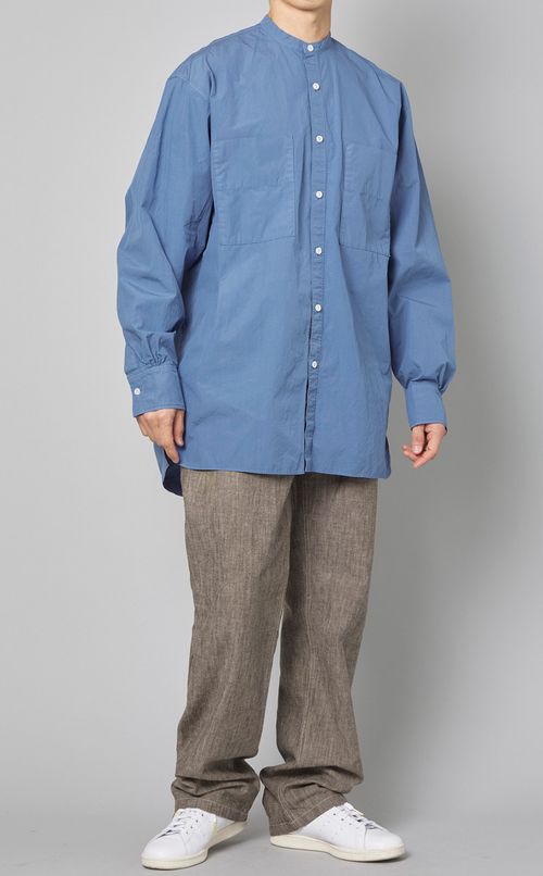 コットンスタンドカラーシャツ