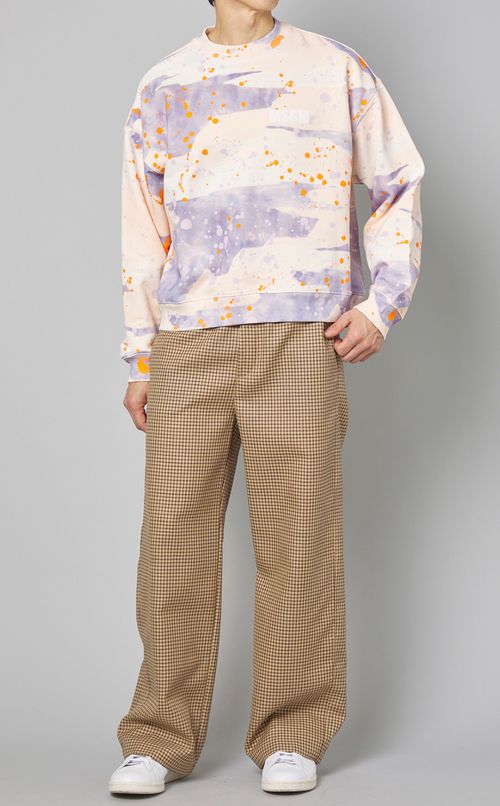 タータンチェックロゴウェストゴムパンツ