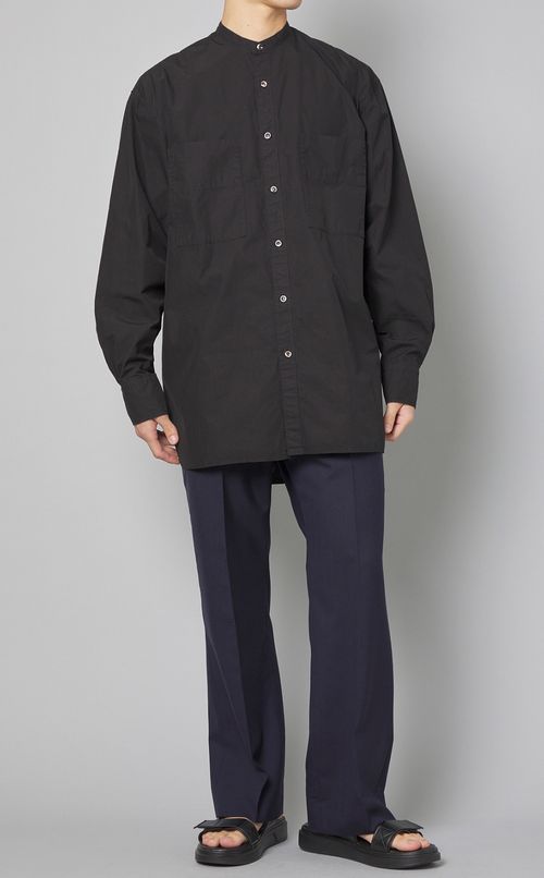 コットンスタンドカラーシャツ