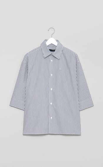 ストライプビッグスリーブ半袖シャツ