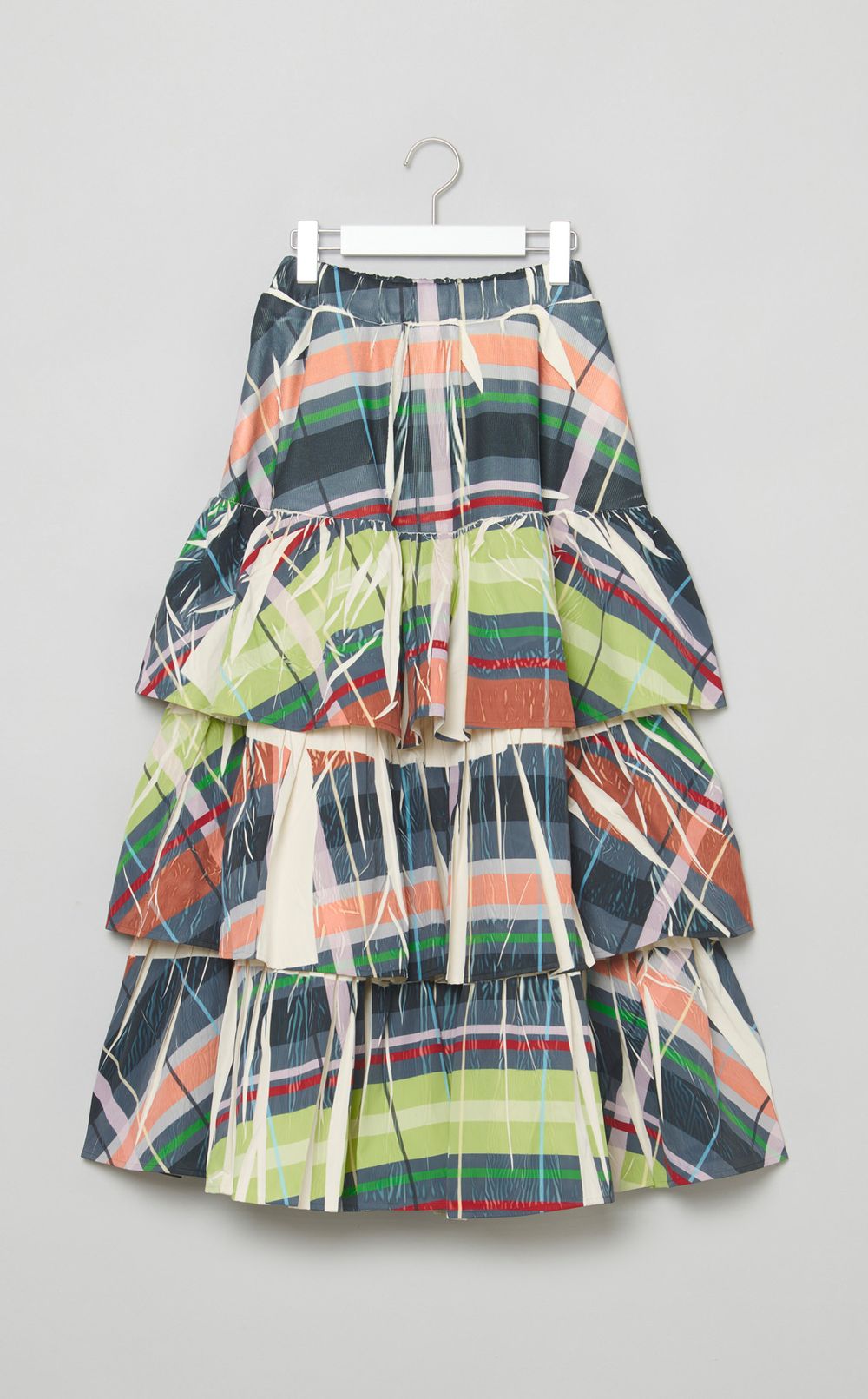 チェックプリントティアードスカート