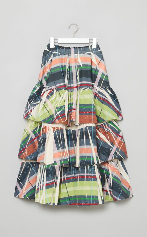 チェックプリントティアードスカート
