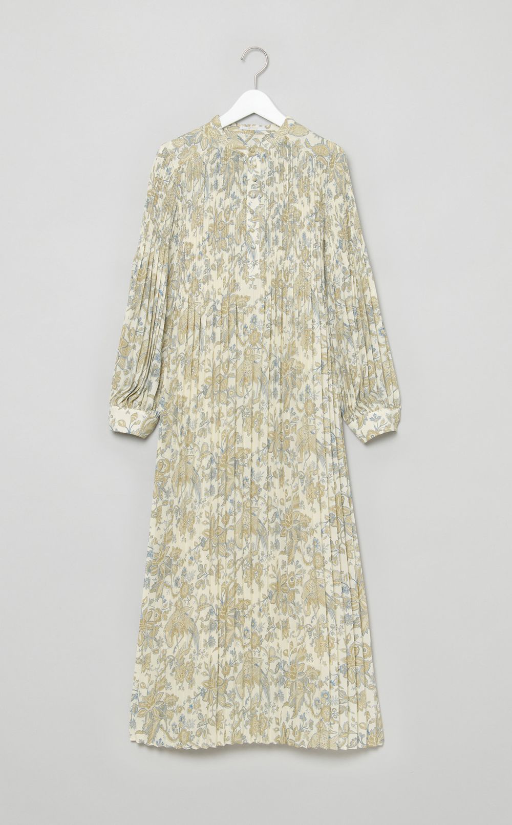 プリントプリーツシャツドレス