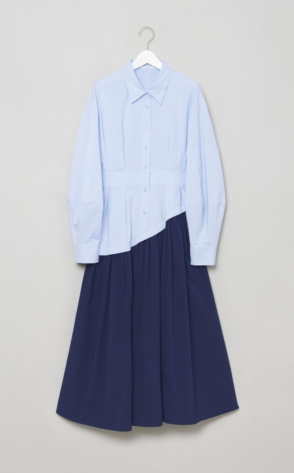 ウェーブラインシャツコンビワンピース