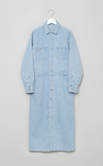 デニムシャツロングワンピース