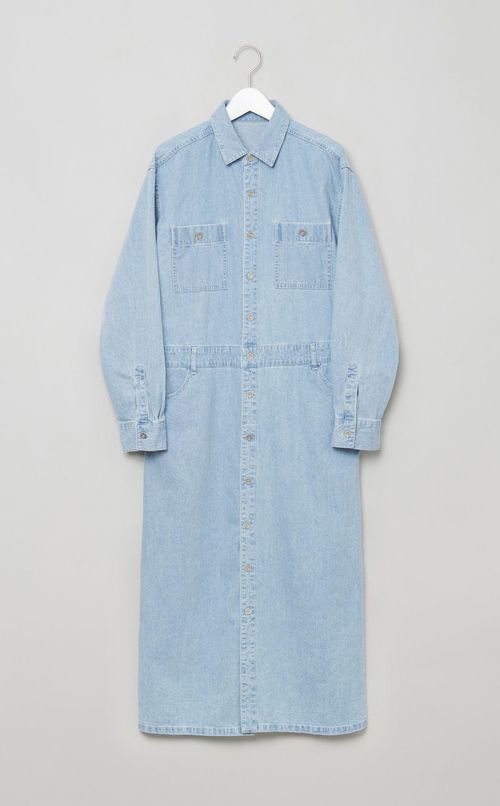 デニムシャツロングワンピース