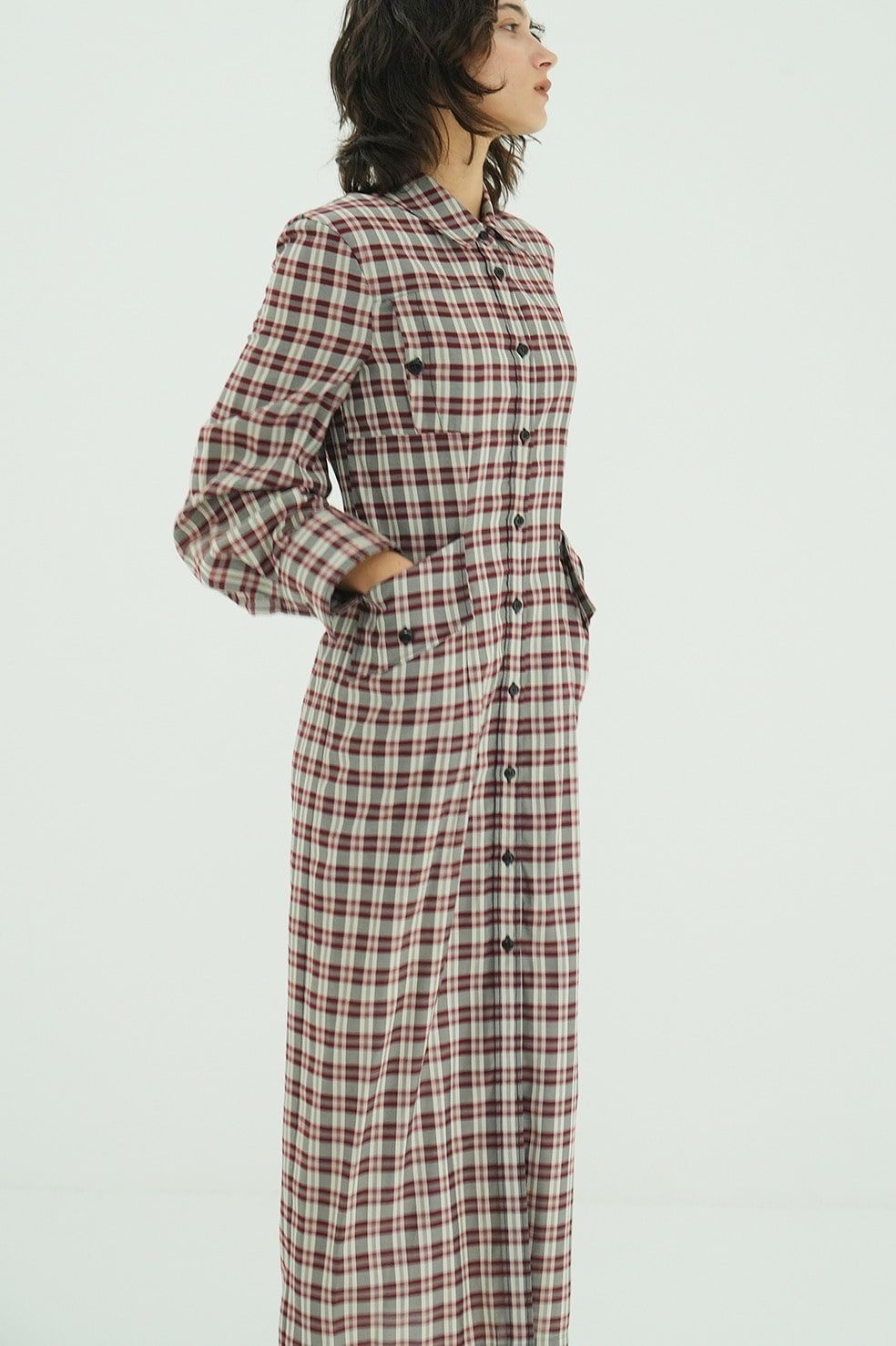 チェックシャツワンピース