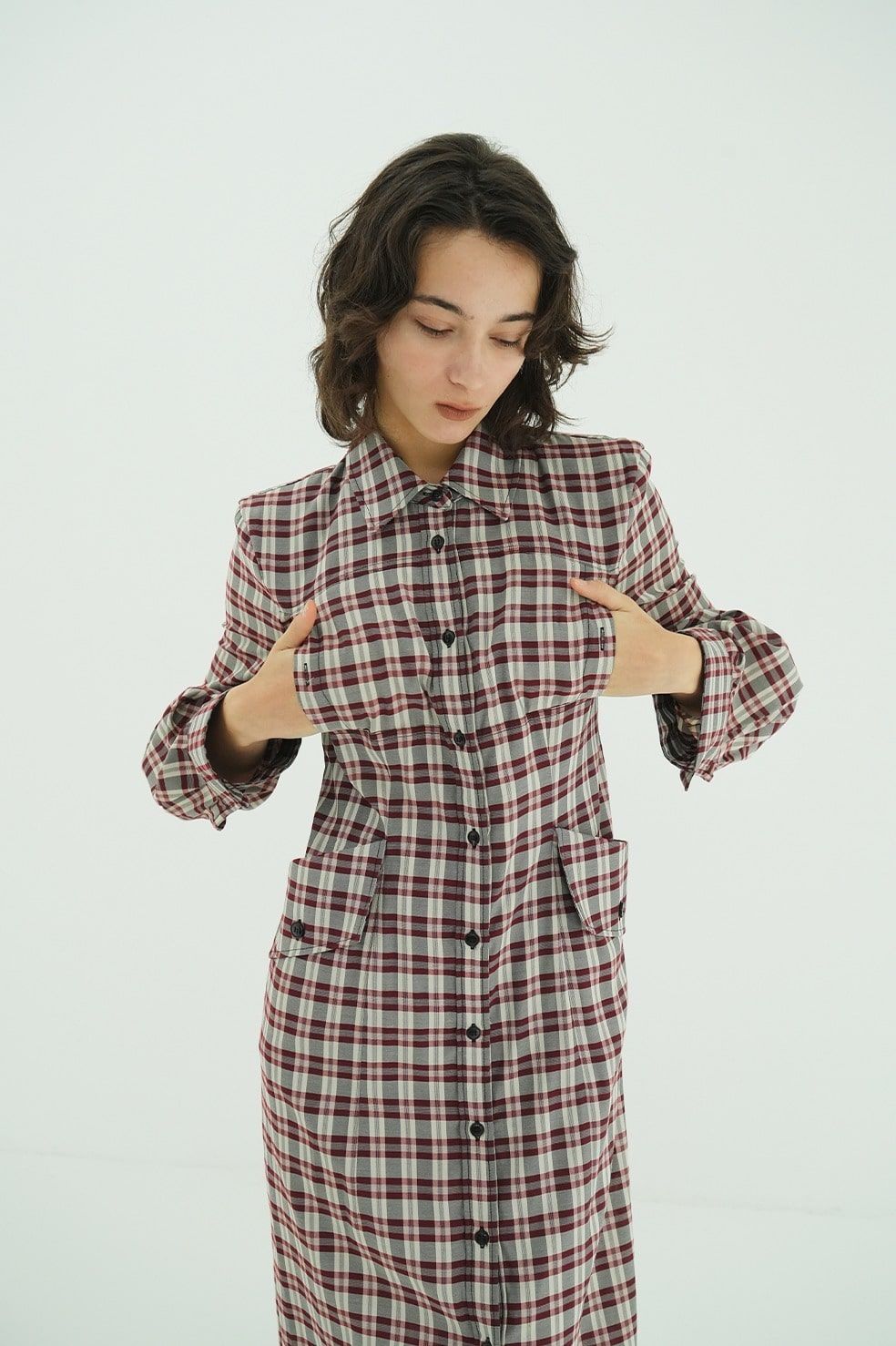 チェックシャツワンピース