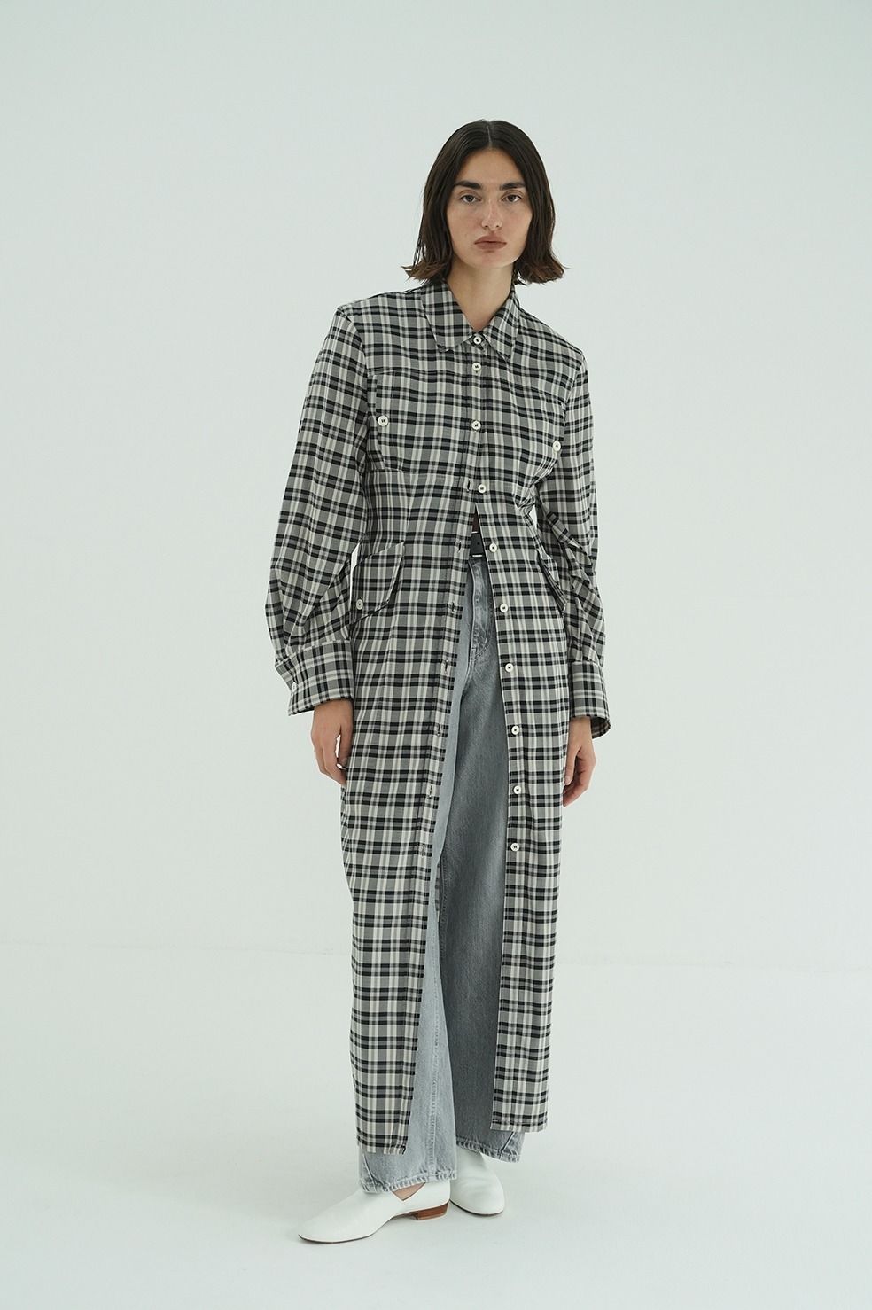 チェックシャツワンピース