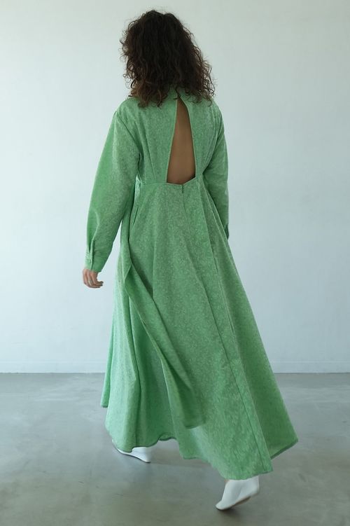 スタンドネックジャガードワンピース