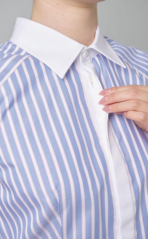 コットンストライプデザインスリーブシャツ