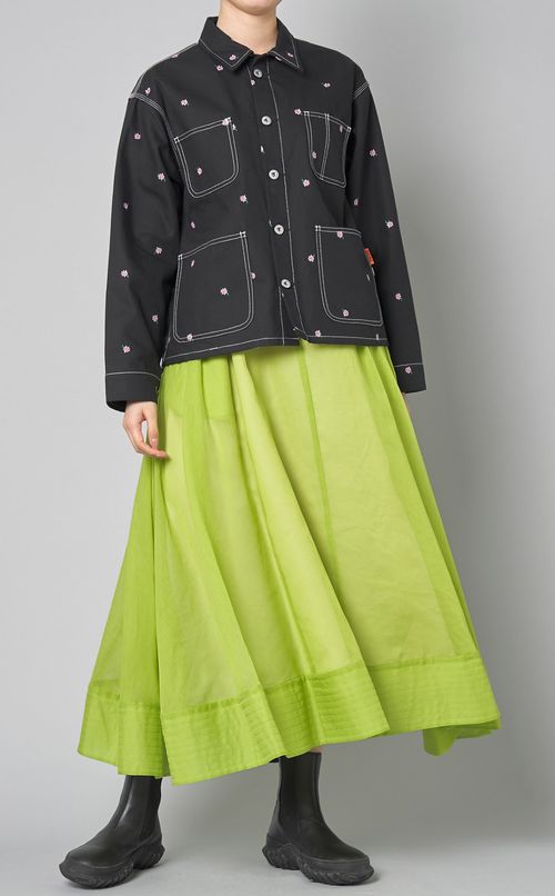 フラワー刺繍コットンカバーオール