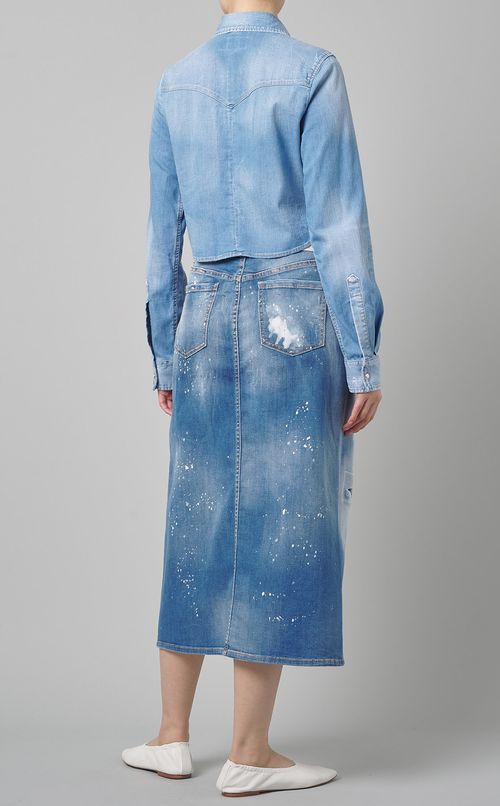 クロップ丈デニムウエスタンシャツ