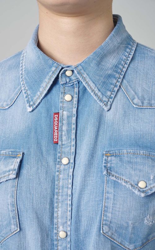 クロップ丈デニムウエスタンシャツ