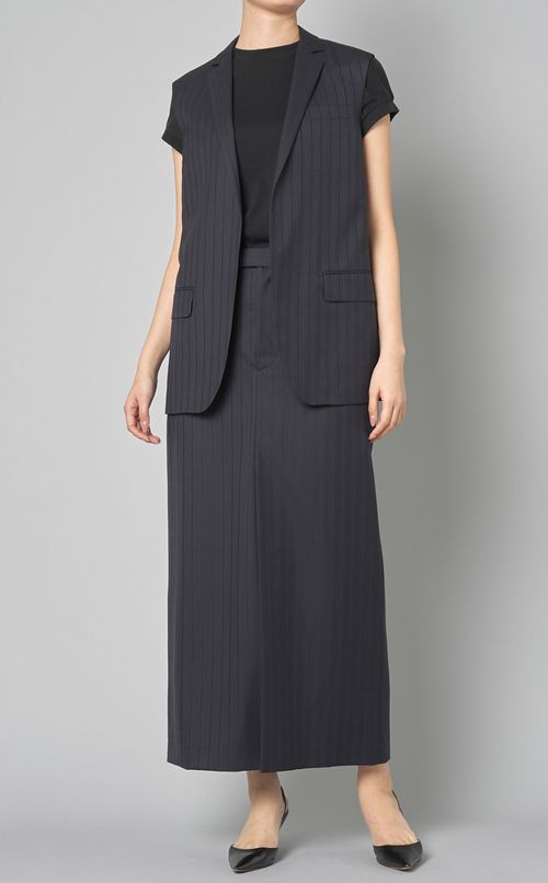 ストライプウールマキシスカート