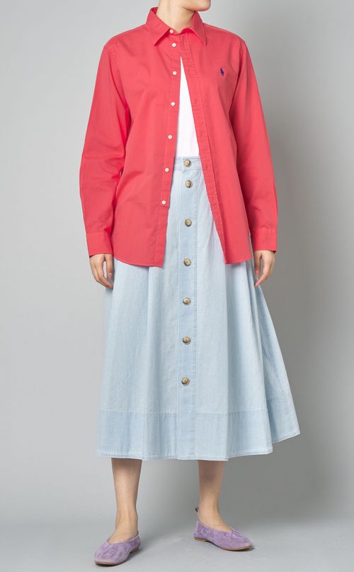 フロントボタンコットンシャツ