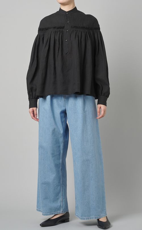 リネンタックギャザーブラウス