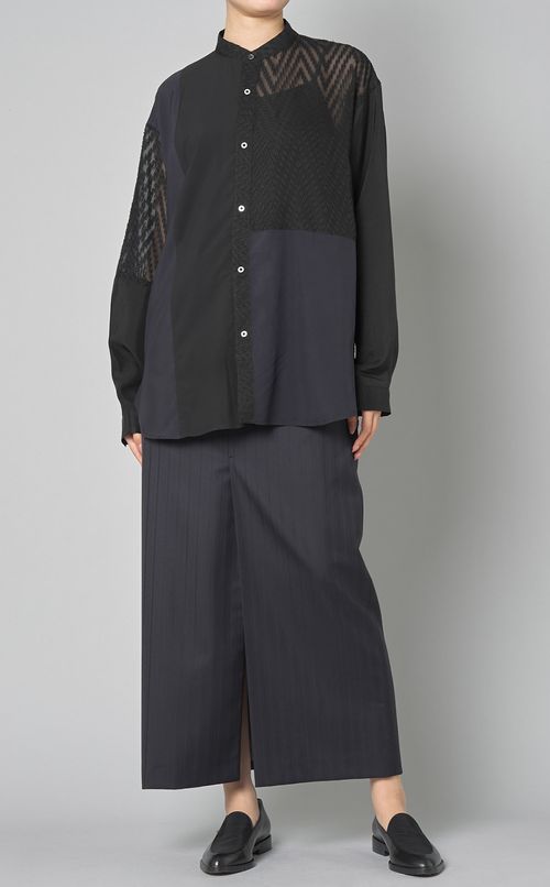 【reADdress】パッチワークスタンドカラーシャツ