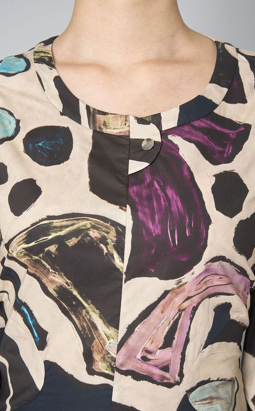 アブストラクトプリントコットンワンピース