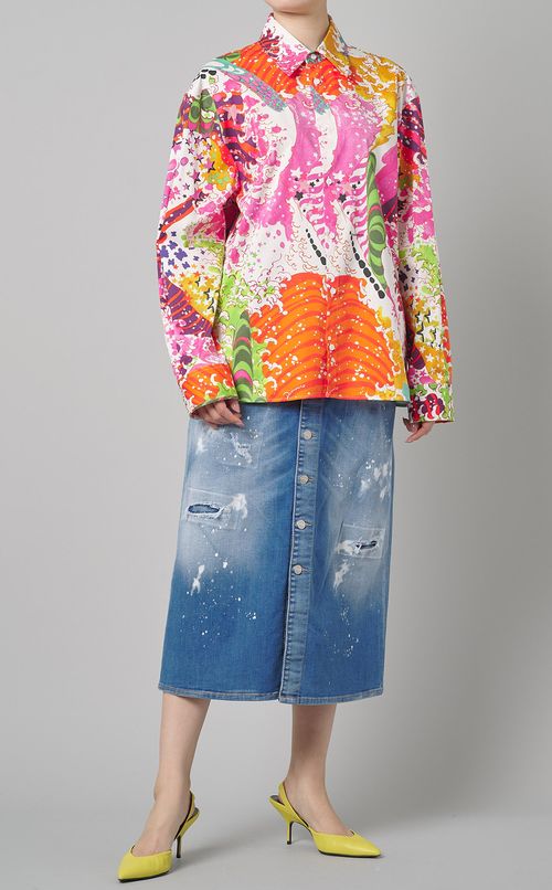 マルチカラープリントオーバーシャツ