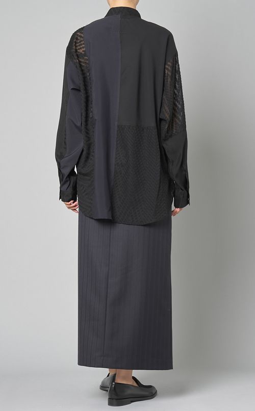 【reADdress】パッチワークスタンドカラーシャツ