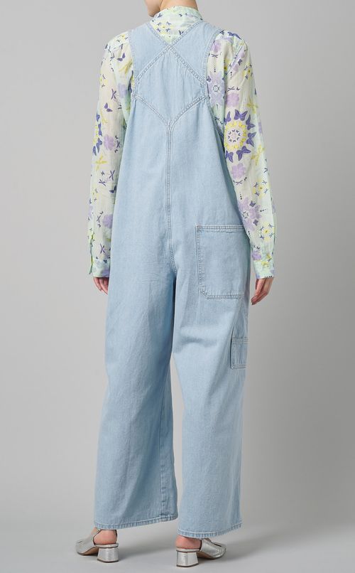 フロントジップデニムオーバーオール