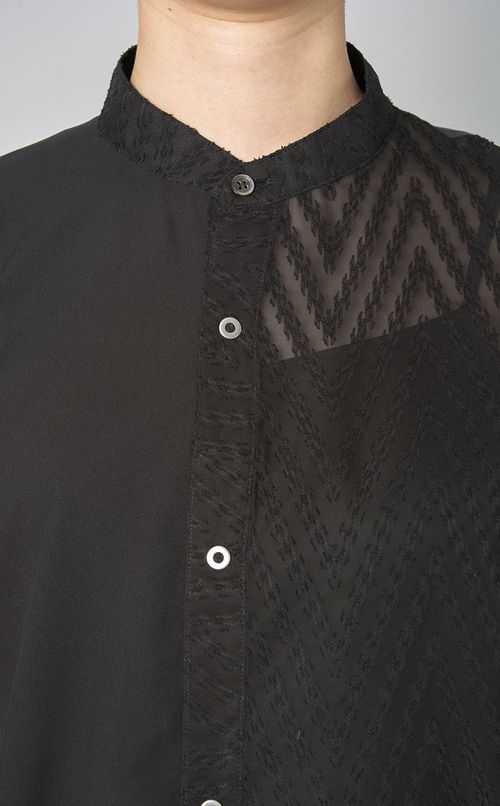 【reADdress】パッチワークスタンドカラーシャツ