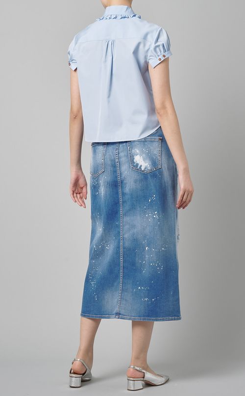 コットンポプリンフリルブラウス