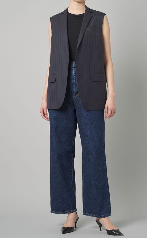 ストライプウールジレ