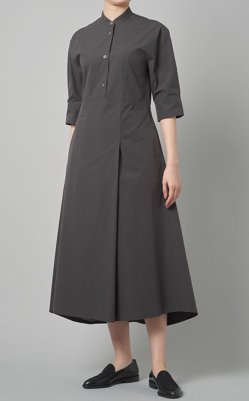 コットンハーフスリーブシャツワンピース