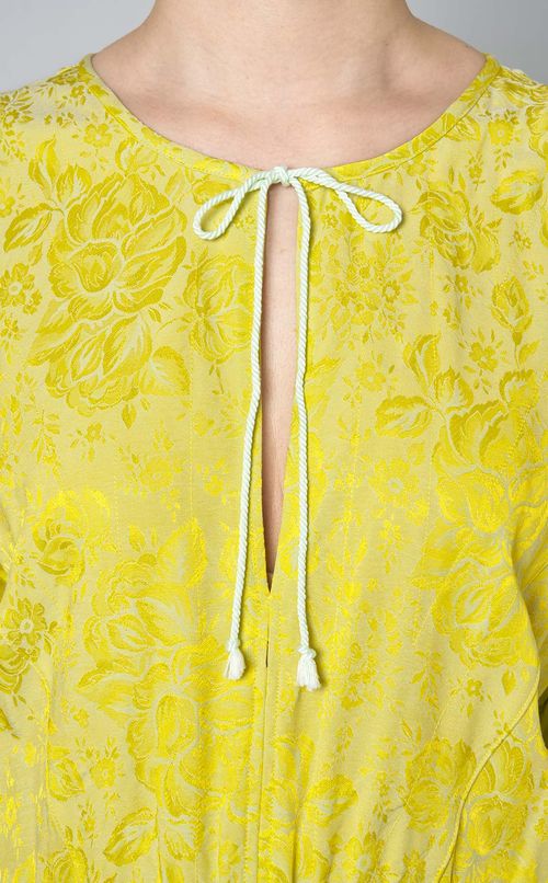 ジャガードギャザー切替ワンピース