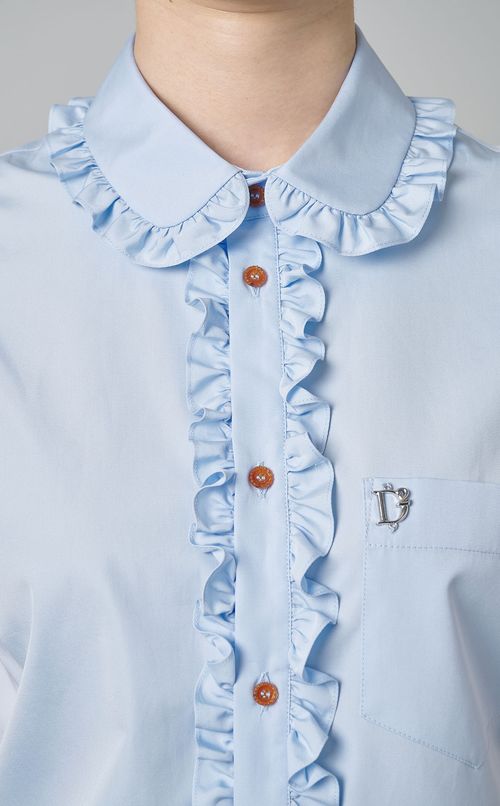 コットンポプリンフリルブラウス