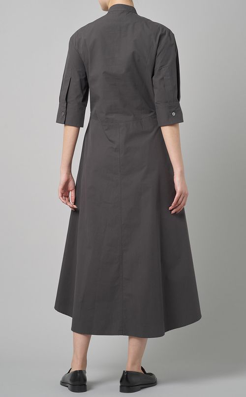 コットンハーフスリーブシャツワンピース