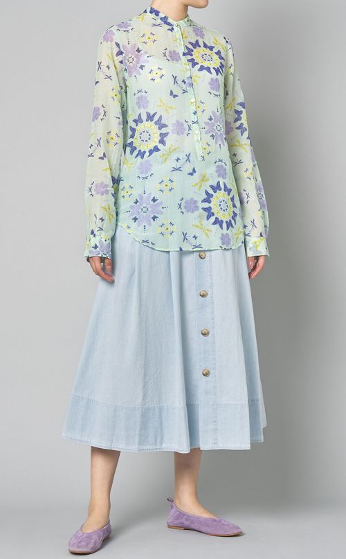 シャンブレーフロントボタンスカート