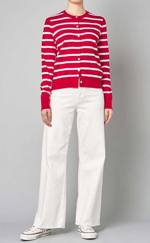 ボーダーコットンニットカーディガン