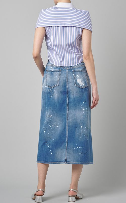 コットンストライプデザインスリーブシャツ