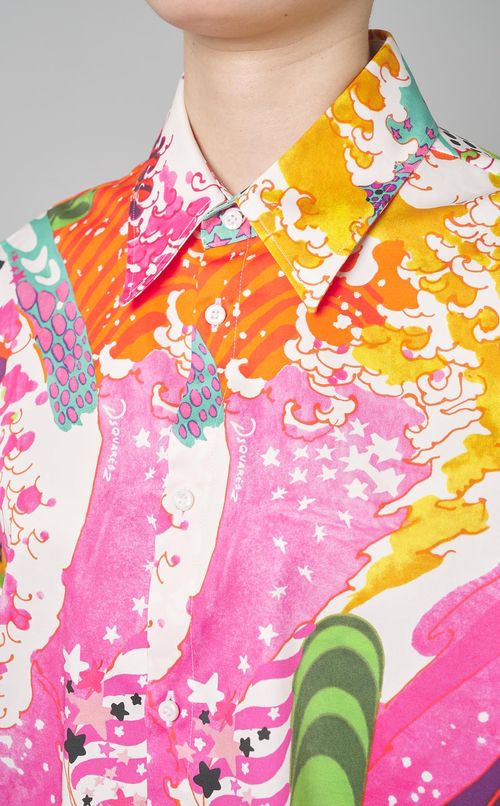 マルチカラープリントオーバーシャツ