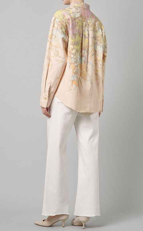 フラワーペタルプリン卜コットンシャツ