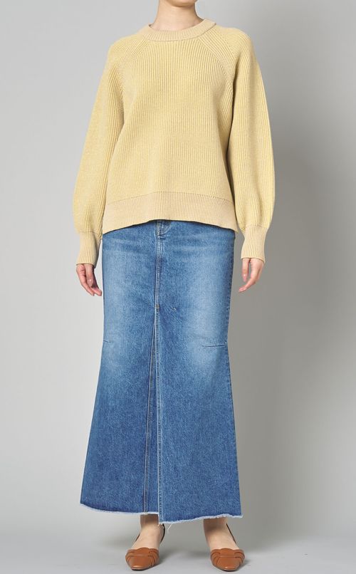 フロントスリットロングデニムスカート