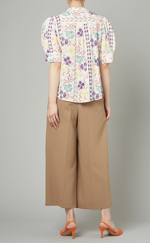 マルチカラーパフスリーブブラウス